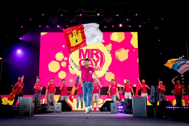 Celebration of the 19th Mr. Gay Spain Gala by MADO’s José María Uceda during the pageant and musical show for the 19th Mr. Gay Spain Gala, on July 3, 2026, in Madrid, Spain. The event, one of the central and most popular highlights of the capital’s official LGBTIQ Pride festival program, takes place on the main stage in Plaza de Espana to select the new national representative, combining visibility for the community, the candidates’ stories of overcoming adversity, and live artistic performances. A Pé MADRID, Spain MADRID, Spain Spain  Copyright: xA.xPÃ rezxMecax 7642775