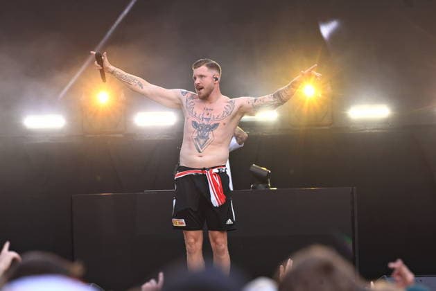 03.07.2026, Finch, Rapper, im Konzert live im Stadion Alte Försterei, Berlin, Musik, bürgerlich Nils Wehowsky, Berlin *** July 3, 2026, Finch, rapper, live concert at the Alte Försterei Stadium, Berlin, music, real name Nils Wehowsky, Berlin