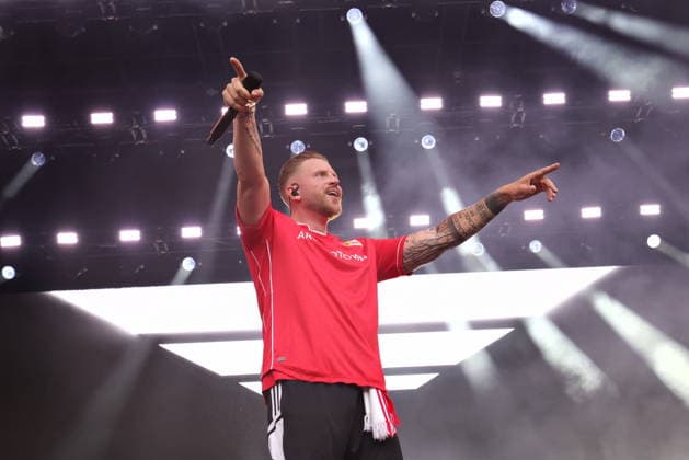 03.07.2026, Finch, Rapper, im Konzert live im Stadion Alte Försterei, Berlin, Musik, bürgerlich Nils Wehowsky, Berlin *** July 3, 2026, Finch, rapper, live concert at the Alte Försterei Stadium, Berlin, music, real name Nils Wehowsky, Berlin