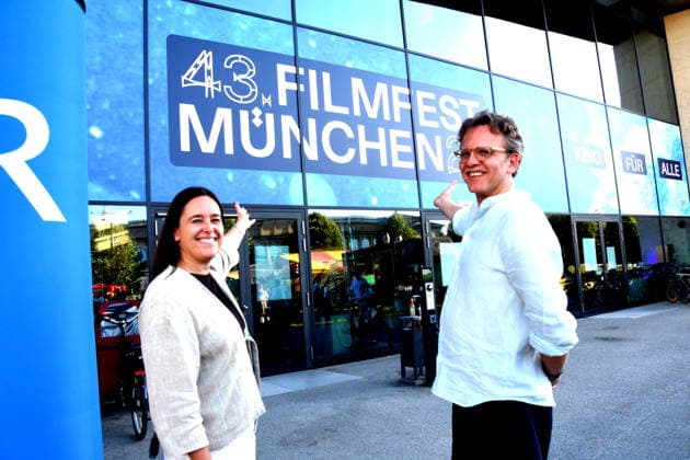 Julia Weigl Kuenstlerische Leiterin Christoph Groener Festivaldirektor Filmfest Muenchen Muenchen 04.07.2026 Hochschule fuer Fernsehen und Film 43 Filmfest Muenchen Muenchen Foerderpreis Neues Deutsches Kino Bernd-Eichinger-Platz Foto Muenchen *** Julia Weigl, Artistic Director; Christoph Groener, Festival Director, Munich Film Festival; Munich, July 4, 2026; University of Television and Film; 43rd Munich Film Festival; Munich; New German Cinema Support Award; Bernd Eichinger Square; Photo: Munich