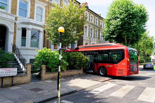 London bus crashed into a property. St Quintin Avenue, London. 3rd July 2026 The scene in Notting Hill, West London, after a bus crashed into a property on St Quintin Avenue., Credit:Aldo Ciarrocchi Avalon UK, London  Copyright: xAldoxCiarrocchix xAvalonx 1114227549