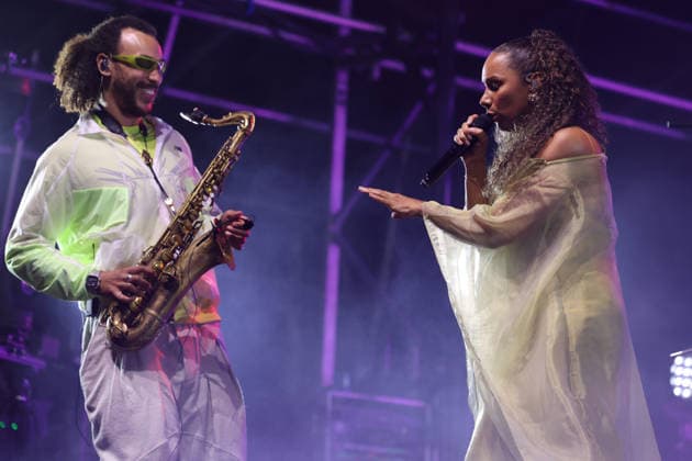 Ezra Collective and Leona Lewis perform at Love Supreme Jazz Festival, UK Glynde Place nr Lewes, East Sussex, UK, Love Supreme Jazz Festival 2026 on 3 July 2026 Ezra Collective with special guest Leona Lewis perform as headliners at Day 1 of Europe™s largest outdoor summer jazz festival. tenor saxophonist - James Mollison and Leona Lewis pictured, Credit:Andy Sturmey Andrew Sturmey - B1114 Avalon United Kingdom, East Sussex, Glynde Place, Lewes  Copyright: xAndyxSturmeyx xAndrewxSturmeyx-xB1114x xAvalonx 1114241450