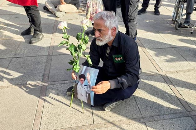 IRAN, TEHRAN - JULY 4, 2026: A man is seen outside the Grand Mosalla of Tehran (Imam Khomeini Mosalla of Tehran) ahead of the state funeral of Iranian Supreme Leader Ayatollah Ali Khamenei. Khamenei was killed in a joint US-Israeli airstrike on February 28. Mark Kiselev TASS  94643753