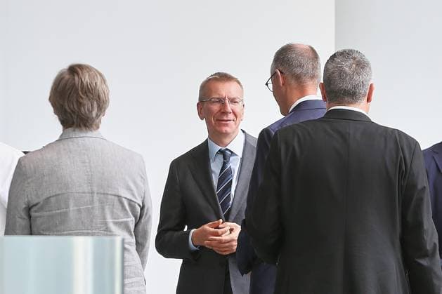 Berlin, Deutschland, 03.07.2026: Bundeskanzleramt: Empfang der Staats- und Regierungschefs der drei baltischen Länder Lettland, Estland und Litauen: Lettlands Präsident Edgars Rinkevics und Bundeskanzler Friedrich Merz (CDU) *** Berlin, Germany, July 3, 2026; Federal Chancellery: Reception for the heads of state and government of the three Baltic countries—Latvia, Estonia, and Lithuania—Latvian President Edgars Rinkevics and Federal Chancellor Friedrich Merz (CDU) Copyright: xdtsxNachrichtenagenturx dts_126168