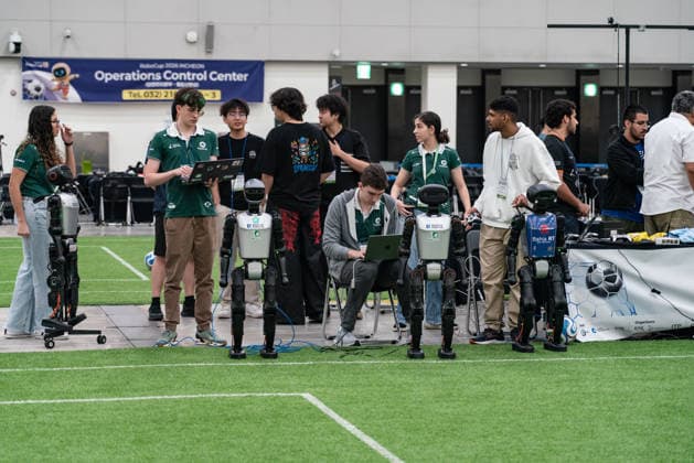 RoboCup 2026 in Incheon, South Korea - 04 Jul 2026 Participants seen checking robots for a robot soccer match during the Humanoid soccer league at Songdo ConvensiA. RoboCup 2026 INCHEON is happening from July 2 to July 6 at Songdo ConvensiA. The event was first held in 1997 and is the world’s largest robot soccer competition and a global challenge dedicated to build a better future through artificial intelligence and robotic technologies. Incheon South Korea Copyright: xSimonxShinx xSOPAxImagesx _DSC5398