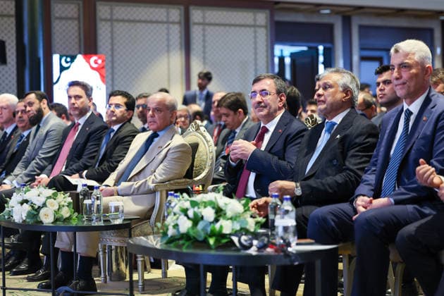 Turkiye-Pakistan Business conference held in Istanbul ISTANBUL, TURKIYE - JULY 04: Turkish Vice President Cevdet Yilmaz attends the Turkiye-Pakistan Business Conference in Istanbul, Turkiye, on July 4, 2026. The forum brings together officials and business representatives from both countries. Ahmet Okur Anadolu Istanbul Turkey. Editorial use only. Please get in touch for any other usage.  Copyright: x2026xAnadoluxAhmetxOkurx
