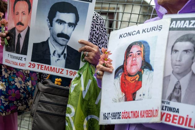 July 4, 2026, Istanbul, Istanbul, Turkey: Members of the Saturday Mothers and the Human Rights Association s Commission Against Enforced Disappearances hold the 1110th weekly vigil at Galatasaray Square in Istanbul, Turkey, on July 4, 2026. During the gathering, participants demanded justice for Hasan Gulunay, who disappeared after allegedly being detained in 1992, marking the 34th anniversary of his disappearance. Protesters called for an effective investigation, disclosure of his fate, and accountability for those responsible, while reiterating demands for justice for all victims of enforced disappearance in Turkey. Istanbul Turkey - ZUMAt171 20260704_zip_t171_003 Copyright: xAbdullahxTepelix