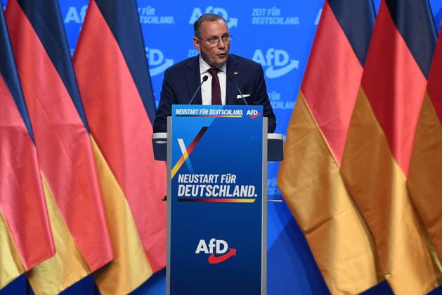 17. Bundesparteitag der Alternative für Deutschland am 04.07.2026 in der Messe Erfurt in Erfurt Tino Chrupalla ( Bundessprecher AfD ) *** 17th Federal Party Convention of the Alternative for Germany on July 4, 2026, at the Erfurt Exhibition Center in Erfurt; Tino Chrupalla, Federal Spokesperson for the AfD xRx