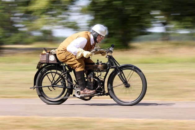 The Vintage Speed Trials event is taking place at Grimsthorpe Castle in Lincolnshire. Featuring vintage cars and motorcycles it attracts hundreds of people to show off their vehicles, and many wear attire from the pre-war period. Vintage Speed Trials, Grimsthorpe Castle, Lincolnshire, on 4th July, 2026.  .