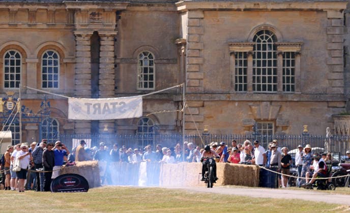 The Vintage Speed Trials event is taking place at Grimsthorpe Castle in Lincolnshire. Featuring vintage cars and motorcycles it attracts hundreds of people to show off their vehicles, and many wear attire from the pre-war period. Vintage Speed Trials, Grimsthorpe Castle, Lincolnshire, on 4th July, 2026.  .