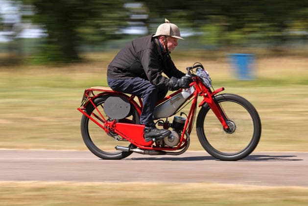 The Vintage Speed Trials event is taking place at Grimsthorpe Castle in Lincolnshire. Featuring vintage cars and motorcycles it attracts hundreds of people to show off their vehicles, and many wear attire from the pre-war period. Vintage Speed Trials, Grimsthorpe Castle, Lincolnshire, on 4th July, 2026.  .
