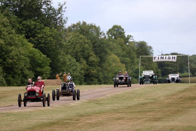 The Vintage Speed Trials event is taking place at Grimsthorpe Castle in Lincolnshire. Featuring vintage cars and motorcycles it attracts hundreds of people to show off their vehicles, and many wear attire from the pre-war period. Vintage Speed Trials, Grimsthorpe Castle, Lincolnshire, on 4th July, 2026.  .