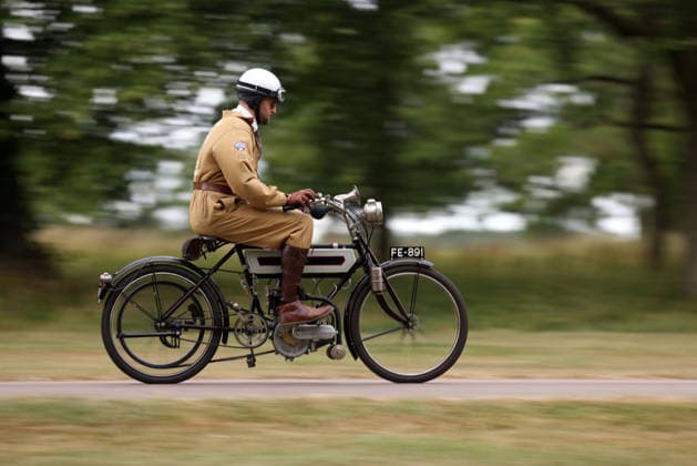 The Vintage Speed Trials event is taking place at Grimsthorpe Castle in Lincolnshire. Featuring vintage cars and motorcycles it attracts hundreds of people to show off their vehicles, and many wear attire from the pre-war period. Vintage Speed Trials, Grimsthorpe Castle, Lincolnshire, on 4th July, 2026.  .
