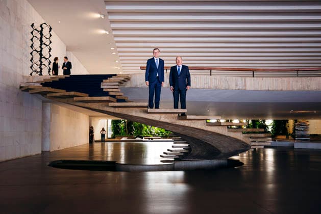 Johann Wadephul (CDU), Bundesaussenminister, trifft Mauro Vieira, Aussenminister der Foederativen Republik Brasilien zu einem Gespraech in Brasilia, 03.07.2026. Fotografiert im Auftrag des Auswaertigen Amtes (AA) Brasilia Brasilien *** Johann Wadephul (CDU), Federal Minister of Foreign Affairs, meets with Mauro Vieira, Minister of Foreign Affairs of the Federative Republic of Brazil, for talks in Brasília on July 3, 2026. Photographed on behalf of the Federal Foreign Office (AA) in Brasília, Brazil. Copyright: xFelixxZahnx