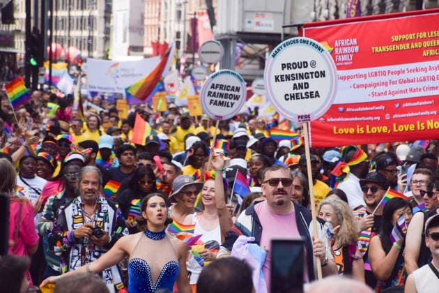 July 4, 2026, London, England, United Kingdom: Thousands of participants pass through Piccadilly during the Pride In London parade. London United Kingdom  - ZUMAv130 20260704_zip_v130_013 Copyright: xVukxValcicx