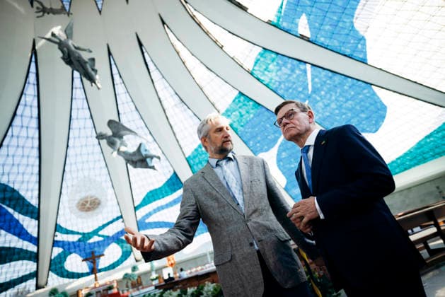 Johann Wadephul (CDU), Bundesaussenminister, aufgenommen im Rahmen eines Besuchs der Kathedrale von Brasilia in Brasilia, 03.07.2026. Fotografiert im Auftrag des Auswaertigen Amtes (AA) Brasilia Brasilien *** Johann Wadephul (CDU), Federal Minister of Foreign Affairs, photographed during a visit to the Cathedral of Brasília in Brasília on July 3, 2026. Photographed on behalf of the Federal Foreign Office (AA) in Brasília, Brazil. Copyright: xFelixxZahnx