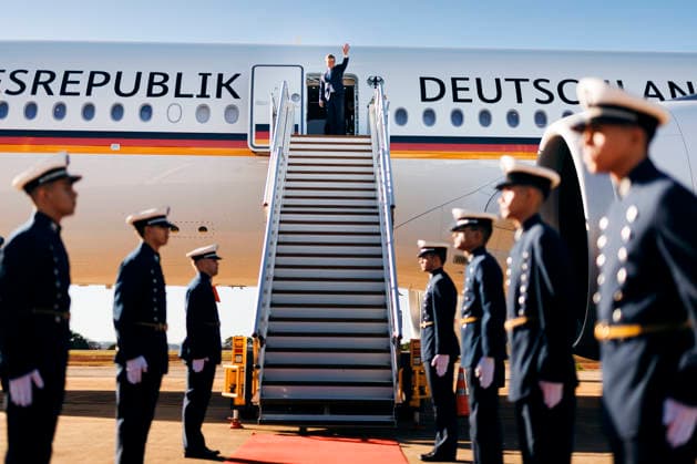 Johann Wadephul (CDU), Bundesaussenminister, aufgenommen beim Betreten eines Flugzeuges der Flugbereitschaft der Bundeswehr in Brasilia, 03.07.2026. Fotografiert im Auftrag des Auswaertigen Amtes (AA) Brasilia Brasilien *** Johann Wadephul (CDU), Federal Minister of Foreign Affairs, photographed as he boards a Bundeswehr Special Flight Unit aircraft in Brasília, July 3, 2026. Photographed on behalf of the Federal Foreign Office (AA) in Brasília, Brazil. Copyright: xFelixxZahnx