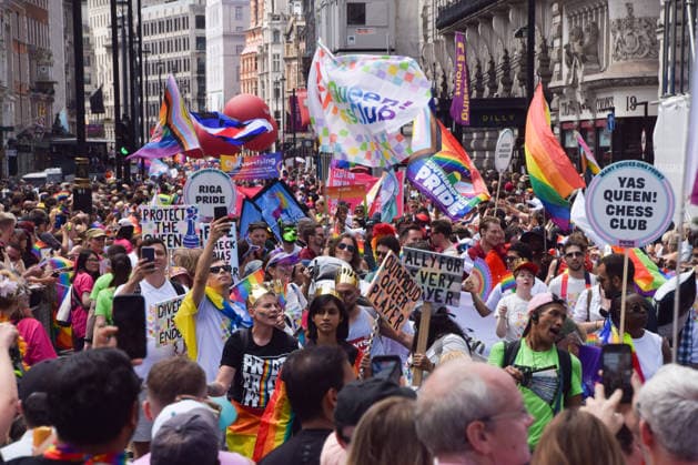 July 4, 2026, London, England, United Kingdom: Thousands of participants pass through Piccadilly during the Pride In London parade. London United Kingdom - ZUMAv130 20260704_zip_v130_023 Copyright: xVukxValcicx