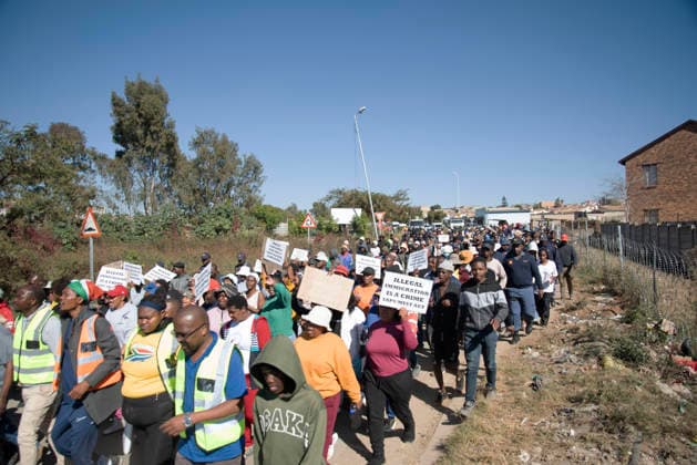 July 4, 2026, Pretoria, Gauteng, South Africa: PRETORIA, SOUTH AFRICA JULY 04: March and March protest during a march against illegal immigrants in Olievenhoutbosch on July 04, 2026 in Pretoria, South Africa. It is reported that the group is calling on the police to intervene on high crimes allegedly caused by illegal immigrants. Pretoria South Africa - ZUMAd214 20260704_znp_d214_016 Copyright: xManashxDasx