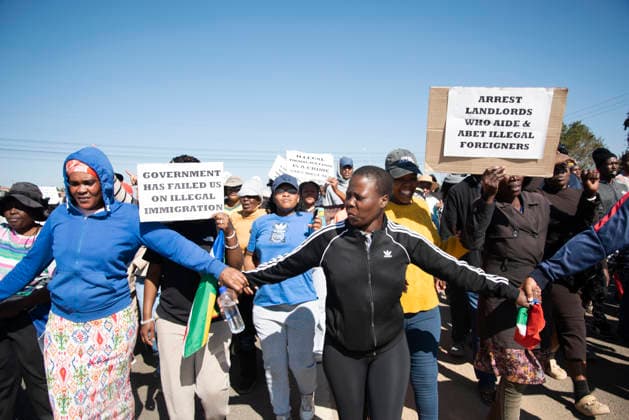 July 4, 2026, Pretoria, Gauteng, South Africa: PRETORIA, SOUTH AFRICA JULY 04: March and March protest during a march against illegal immigrants in Olievenhoutbosch on July 04, 2026 in Pretoria, South Africa. It is reported that the group is calling on the police to intervene on high crimes allegedly caused by illegal immigrants. Pretoria South Africa  - ZUMAd214 20260704_znp_d214_030 Copyright: xManashxDasx