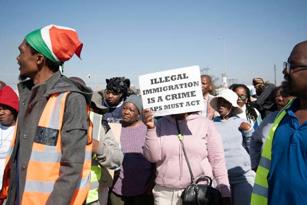 July 4, 2026, Pretoria, Gauteng, South Africa: PRETORIA, SOUTH AFRICA JULY 04: March and March protest during a march against illegal immigrants in Olievenhoutbosch on July 04, 2026 in Pretoria, South Africa. It is reported that the group is calling on the police to intervene on high crimes allegedly caused by illegal immigrants. Pretoria South Africa  - ZUMAd214 20260704_znp_d214_056 Copyright: xManashxDasx