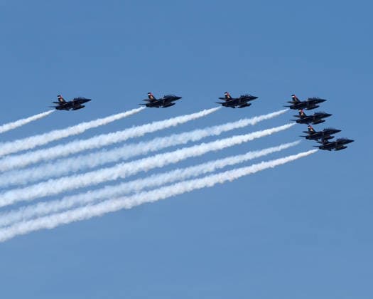 July 4, 2026, New York City, New York, USA: Military planes perform a flyover during the Sail4th 250 Tall Ships Parade along the Hudson River in New York City on 04 July 2026. New York Harbor is welcoming more than 40 tall ships to mark the nation s 250th anniversary New York City USA  - ZUMAr334 20260704_znp_r334_016 Copyright: xDebraxL.xRothenbergx