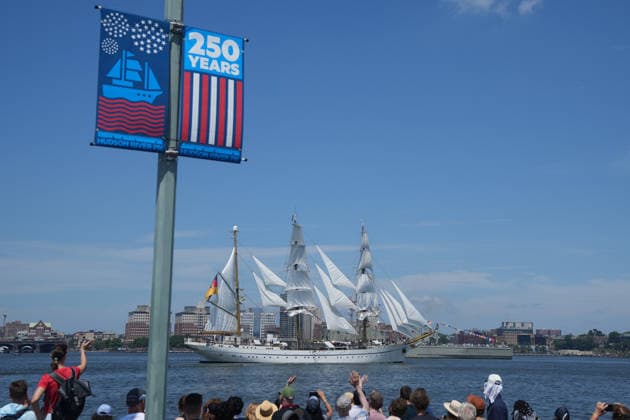July 4, 2026, New Yok, New York, USA: Germany s ship Gorch Fock during a celebration of America s 250th birthday, a parade of tall ships sail into New York Harbor and up the Hudson River on July 4th, 2026 in New York. New Yok USA - ZUMAb148 20260704_zap_b148_047 Copyright: xBryanxSmithx
