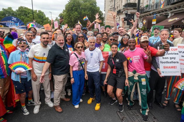 . 04 07 2026. London, United Kingdom. Pride in London Parade 2026. London Mayor Sadiq Khan at Pride in London 2026 a celebration of LGBTQ+ pride, with a parade through Piccadilly to performances on stage at Trafalgar Square.  xMartynxWheatleyx xi-Imagesx IIM-26883-0085