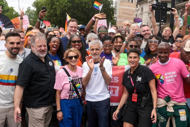 . 04 07 2026. London, United Kingdom. Pride in London Parade 2026. London Mayor Sadiq Khan at Pride in London 2026 a celebration of LGBTQ+ pride, with a parade through Piccadilly to performances on stage at Trafalgar Square.  xMartynxWheatleyx xi-Imagesx IIM-26883-0086