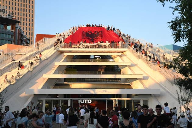 Protests continue over Zvernec tourism project TIRANA, ALBANIA - JULY 04: People take part in a protest under the slogan Albania is not for sale at Skanderbeg Square in Tirana, Albania, on July 4, 2026, opposing a planned tourism development project in the Zvernec area near Vlora. Demonstrators protested the proposed sale of a beach as part of a tourism project reportedly linked to U.S. President Donald Trump s daughter Ivanka Trump and son-in-law Jared Kushner before marching to the Prime Ministry building and through the streets of the capital. Olsi Shehu Anadolu Tirana Albania. Editorial use only. Please get in touch for any other usage.  Copyright: x2026xAnadoluxOlsixShehux