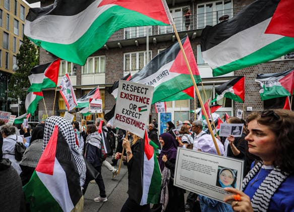 July 4, 2026, Berlin, Berlin, Germany: Berlin, Germany, July 4, 2026: Demonstrators take part in a pro-Palestinian march through central Berlin calling for an end to the war in Gaza, protection of medical workers, and the release of detained Palestinian doctor Hussam Abu Safiya. Participants carried Palestinian flags, banners and photographs during the demonstration. ZUMA Press Wire. Berlin Germany - ZUMAa268 20260704_zip_a268_011 Copyright: xAbdelrahmanxAlkahloutx