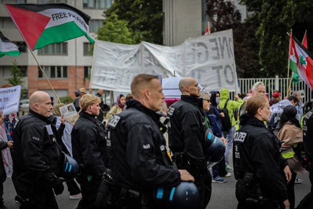 July 4, 2026, Berlin, Berlin, Germany: Berlin, Germany, July 4, 2026: Demonstrators take part in a pro-Palestinian march through central Berlin calling for an end to the war in Gaza, protection of medical workers, and the release of detained Palestinian doctor Hussam Abu Safiya. Participants carried Palestinian flags, banners and photographs during the demonstration. ZUMA Press Wire. Berlin Germany  - ZUMAa268 20260704_zip_a268_020 Copyright: xAbdelrahmanxAlkahloutx