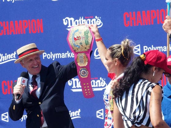 July 4, 2026, Brooklyn, New York, USA: Coney Island, New York July 4, 2026..Nathan s Hot Dog eating contest..The Nathan s Famous International Hot Dog Eating Contest is an annual American hot dog competitive eating competition held on July 4th... Miki Sudo ,& Joey Chestnut defended their tittles at the 2026 competition. Joey Chestnut ate 66 Hot Dogs and Miki Sudo ate 38.75 Hot Dogs. Brooklyn USA - ZUMAct2_ 20260704_faf_ct2_012 Copyright: xBrucexCotlerx