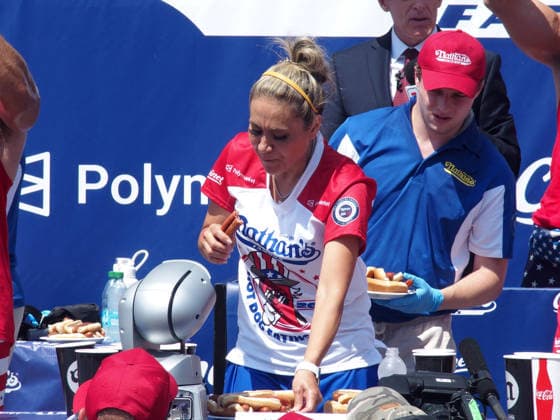 July 4, 2026, Brooklyn, New York, USA: Coney Island, New York July 4, 2026..Nathan s Hot Dog eating contest..The Nathan s Famous International Hot Dog Eating Contest is an annual American hot dog competitive eating competition held on July 4th... Miki Sudo ,& Joey Chestnut defended their tittles at the 2026 competition. Joey Chestnut ate 66 Hot Dogs and Miki Sudo ate 38.75 Hot Dogs. Brooklyn USA - ZUMAct2_ 20260704_faf_ct2_022 Copyright: xBrucexCotlerx