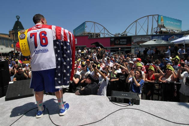 July 4, 2026, Brooklyn, New York, USA: Coney Island, New York July 4, 2026..Nathan s Hot Dog eating contest..The Nathan s Famous International Hot Dog Eating Contest is an annual American hot dog competitive eating competition held on July 4th... Miki Sudo ,& Joey Chestnut defended their tittles at the 2026 competition. Joey Chestnut ate 66 Hot Dogs and Miki Sudo ate 38.75 Hot Dogs. Brooklyn USA - ZUMAct2_ 20260704_faf_ct2_072 Copyright: xBrucexCotlerx