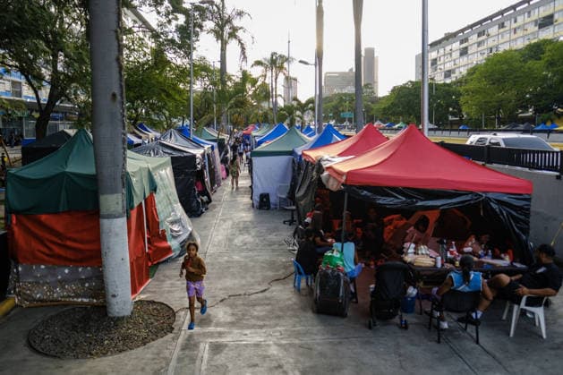 Evacuation of Venezuelan families continue after twin earthquakes CARACAS, VENEZUELA - JULY 4: Displaced Venezuelan families adjust to life inside temporary makeshift camps set up along the central Avenida Bolívar, near local museums, in Caracas, Venezuela, on July 4, 2026. Following the twin earthquakes, residents living in the state-subsidized Mision Vivienda housing complexes were urgently evacuated due to safety concerns. As emergency command continue processing requests for technical inspections, the displaced citizens await engineering assessments to determine whether their apartments are structurally sound for a safe return. Diko Betancourt Anadolu Caracas Venezuela. Editorial use only. Please get in touch for any other usage.  Copyright: x2026xAnadoluxDikoxBetancourtx