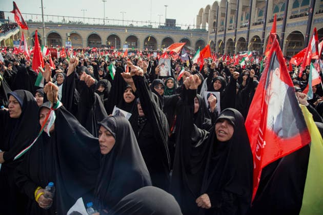 Tehran Iran Khamenei Funeral July 4 Mourners hold flags and raise their fists during a farewell ceremony for the late Supreme Leader Ayatollah Ali Khamenei and his family at the Imam Khomeini Grand Mosalla in Tehran, Iran, on July 4, 2026. Ayatollah Khamenei and members of his family were killed on February 28 in a U.S.-Israeli airstrike during the first day of a military campaign against the Islamic Republic. The attack brought an end to his 36-year rule, leading to a six-day multi-city state funeral and drawing thousands of mourners to pay their final respects. Tehran Tehran Iran Copyright: xHosseinxBerisx