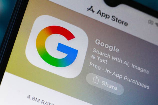 July 4, 2026, Canada: In this photo illustration, the Google logo is seen displayed on a smartphone screen in the Apple app store. Canada  - ZUMAs197 20260704_aaa_s197_205 Copyright: xThomasxFullerx