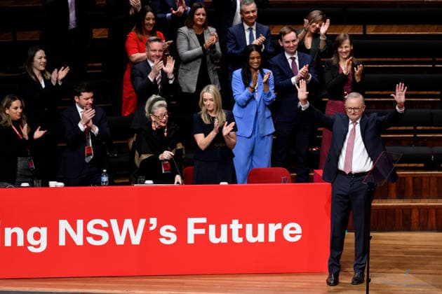2026 NSW LABOR STATE CONFERENCE, Prime Minister Anthony Albanese talks during the the 2026 NSW Labor state conference in Sydney, Sunday, July 5, 2026. ( NO ARCHIVING SYDNEY NEW SOUTH WALES AUSTRALIA  Copyright: xSTEVENxMARKHAMx 20260705143560942435