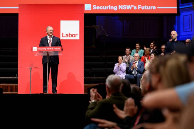2026 NSW LABOR STATE CONFERENCE, Prime Minister Anthony Albanese talks during the the 2026 NSW Labor state conference in Sydney, Sunday, July 5, 2026. ( NO ARCHIVING SYDNEY NEW SOUTH WALES AUSTRALIA  Copyright: xSTEVENxMARKHAMx 20260705171872399985