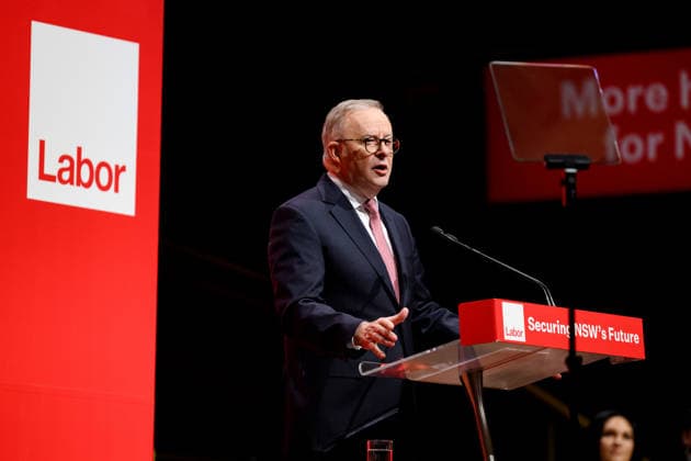 2026 NSW LABOR STATE CONFERENCE, Prime Minister Anthony Albanese talks during the the 2026 NSW Labor state conference in Sydney, Sunday, July 5, 2026. ( NO ARCHIVING SYDNEY NEW SOUTH WALES AUSTRALIA  Copyright: xSTEVENxMARKHAMx 20260705187824008830