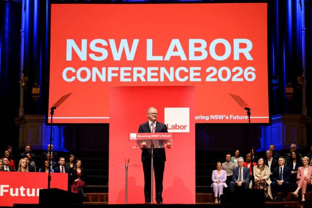 News Themen der Woche KW27 2026 NSW LABOR STATE CONFERENCE, Prime Minister Anthony Albanese talks during the the 2026 NSW Labor state conference in Sydney, Sunday, July 5, 2026. ( NO ARCHIVING SYDNEY NEW SOUTH WALES AUSTRALIA  Copyright: xSTEVENxMARKHAMx 20260705137504900127