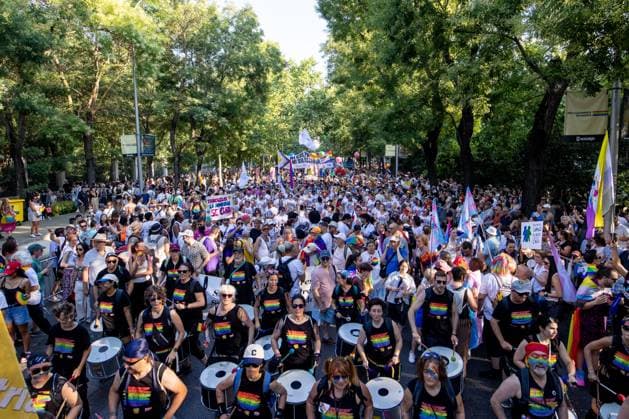 Madrid, pride 2026 Hundreds of people participate in MADO 2026 on a street in the center of Madrid Celebration of MADO, annual LGBT Pride parade through the center of Madrid, one of the largest and most important in Europe. MADRID Spain Copyright: xDavidxCanalesx xSOPAxImagesx David-Canales-1438728