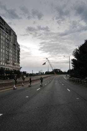 July 4, 2026, Washington, District Of Columbia, USA: People traverse a closed I-395 interstate entrance in Washington, D.C. on July 4, 2026, after the Freedom 250 Independence Day celebration on the National Mall was evacuated and portions of the event delayed to to incoming thunderstorms. Washington USA - ZUMAd227 20260704_znp_d227_003 Copyright: xBryanxDozierx