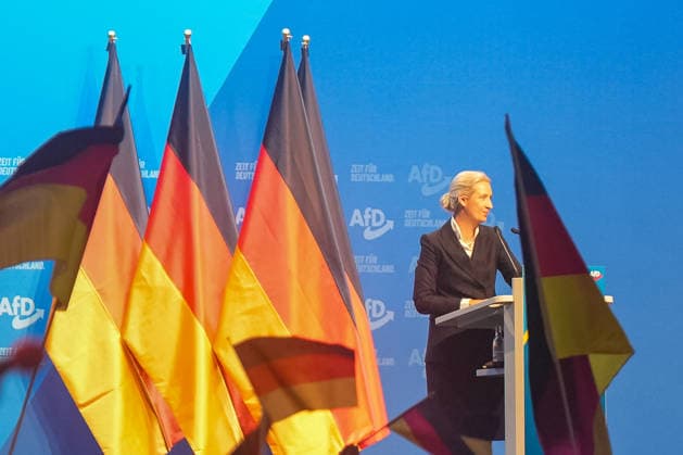 Erfurt Alice Weidel (Bundessprecherin der Alternative fuer Deutschland) am Rednerpult auf dem Bundesparteitag der AfD Alice Weidel (Bundessprecherin der Alternative fuer Deutschland) am Rednerpult auf dem Bundesparteitag der AfD am 04.07.2026 in Erfurt, Alice Weidel (Bundessprecherin der Alternative fuer Deutschland) am Rednerpult auf dem Bundesparteitag der AfD, *** Erfurt: Alice Weidel, Federal Spokesperson for Alternative for Germany, at the podium at the AfD National Party Convention. Alice Weidel, Federal Spokesperson for Alternative for Germany, at the podium at the AfD National Party Convention on July 4, 2026, in Erfurt, Alice Weidel, federal spokesperson for Alternative for Germany, at the podium at the AfD’s federal party conve Copyright: xEibner-Pressefoto PiaxSchindlerx EP_PSR