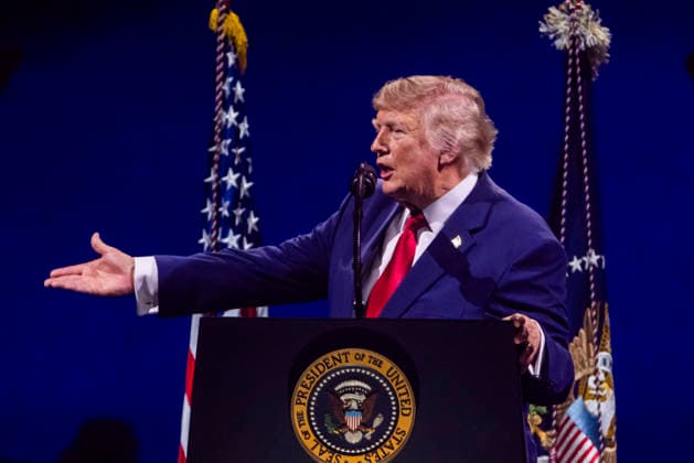 July 4, 2026, Washington, District Of Columbia, USA: US President Donald Trump speaks during the Salute to America 250 celebration on the National Mall in Washington, DC, USA, 04 July 2026. The fireworks display that followed the presidentÃ¢â‚¬â ¢s speech is reportedly the largest in history, with 850,000 shells launched over 40 minutes Washington USA - ZUMAs152 20260704_faa_s152_042 Copyright: xJimxLoScalzox-xPoolxviaxCNPx