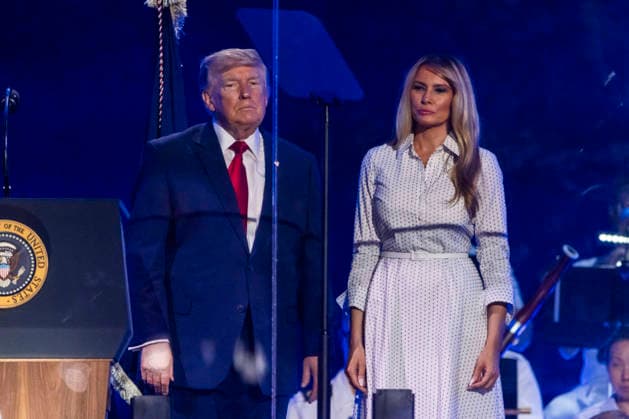 July 4, 2026, Washington, District Of Columbia, USA: US President Donald Trump and first lady Melania Trump stand after speaking during the Salute to America 250 celebration on the National Mall in Washington, DC, USA, 04 July 2026. The fireworks display that followed the president™s speech is reportedly the largest in history, with 850,000 shells launched over 40 minutes Washington USA  - ZUMAs152 20260704_faa_s152_051 Copyright: xJimxLoScalzox-xPoolxviaxCNPx
