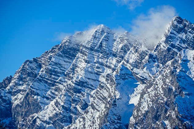 Creative Highlights World Snow covered Watzmann mountain peak in Bavaria Germany, ANSF01759
