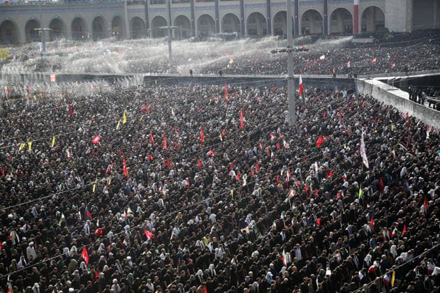 Funeral ceremony held for former Iranian Supreme Leader Ali Khamenei in Tehran TEHRAN, IRAN - JULY 5: Hundreds of thousands of Iranians gather at the Imam Khomeini Mosalla to attend the funeral prayer led by Grand Ayatollah Ja far Sobhani at a designated area inside the mosque complex during the funeral ceremony for former Iranian Supreme Leader Ali Khamenei and his family members, who were killed in U.S.-Israeli attacks, in Tehran, Iran, on July 5, 2026. Fatemeh Bahrami Anadolu Tehran Iran. Editorial use only. Please get in touch for any other usage.  Copyright: x2026xAnadoluxFatemehxBahramix
