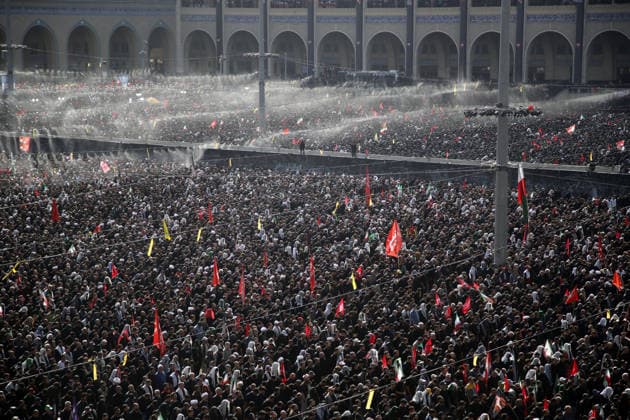 Funeral ceremony held for former Iranian Supreme Leader Ali Khamenei in Tehran TEHRAN, IRAN - JULY 5: Hundreds of thousands of Iranians gather at the Imam Khomeini Mosalla to attend the funeral prayer led by Grand Ayatollah Ja far Sobhani at a designated area inside the mosque complex during the funeral ceremony for former Iranian Supreme Leader Ali Khamenei and his family members, who were killed in U.S.-Israeli attacks, in Tehran, Iran, on July 5, 2026. Fatemeh Bahrami Anadolu Tehran Iran. Editorial use only. Please get in touch for any other usage.  Copyright: x2026xAnadoluxFatemehxBahramix